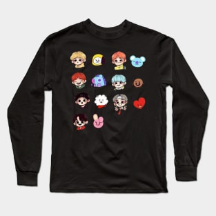 BTS Kpop Bangtan Boys Cute Caricature Long Sleeve T-Shirt